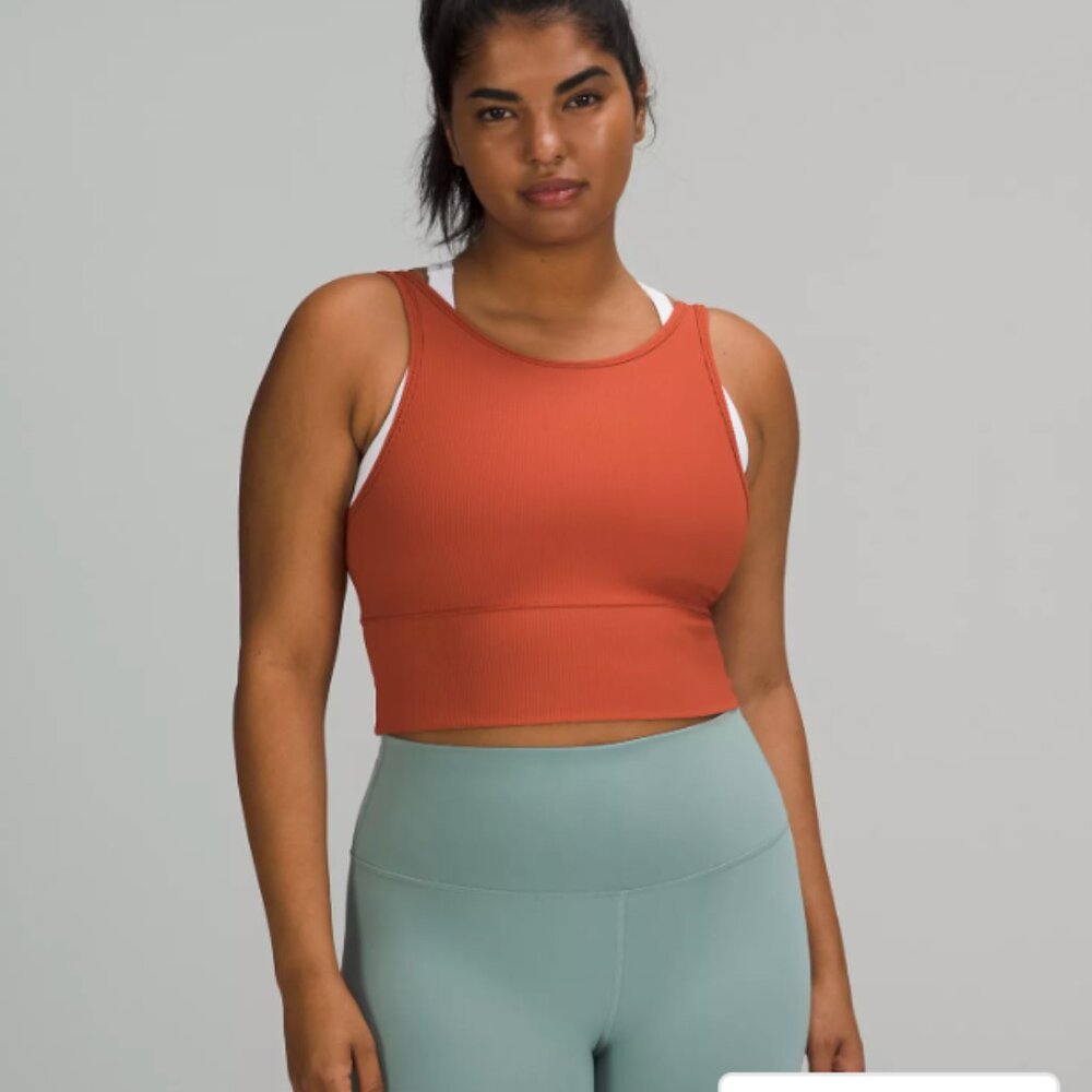 Lululemon Power Pivot Ribbed Tank Top in Red Rock Size 8